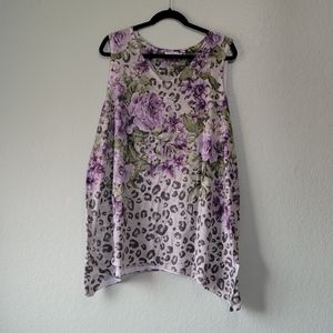 2x Cheetah and Floral Print Tank Top